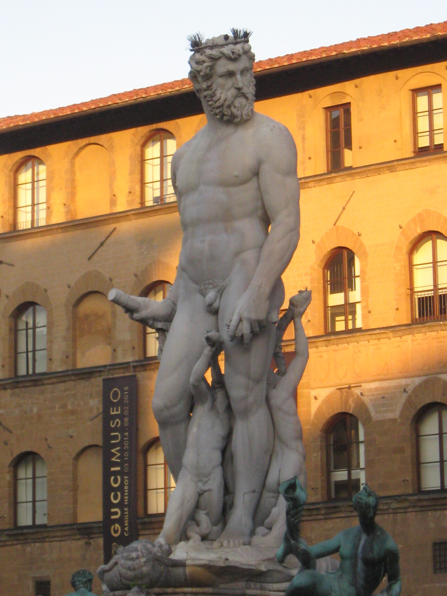Neptune Statue in Warm Sunlight, Florence, Italy